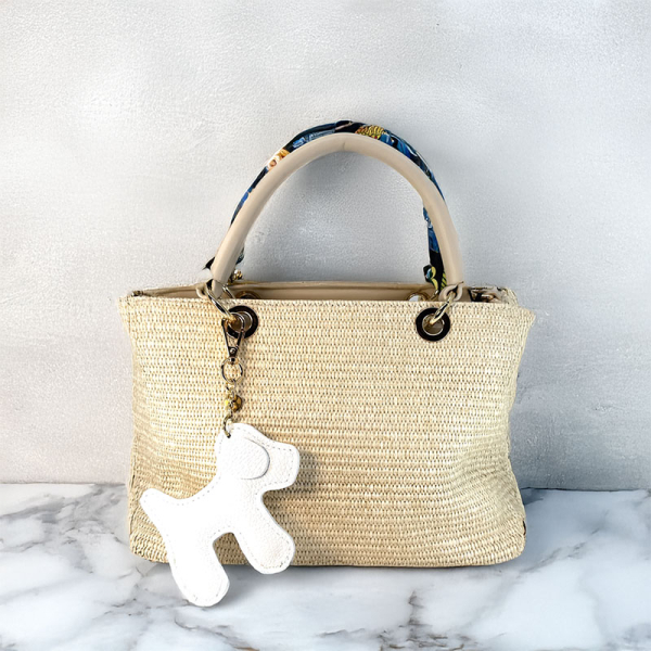 Trixi Gronau Bag Charm Taschenanhaenger Doggy xl Leder weiß, style